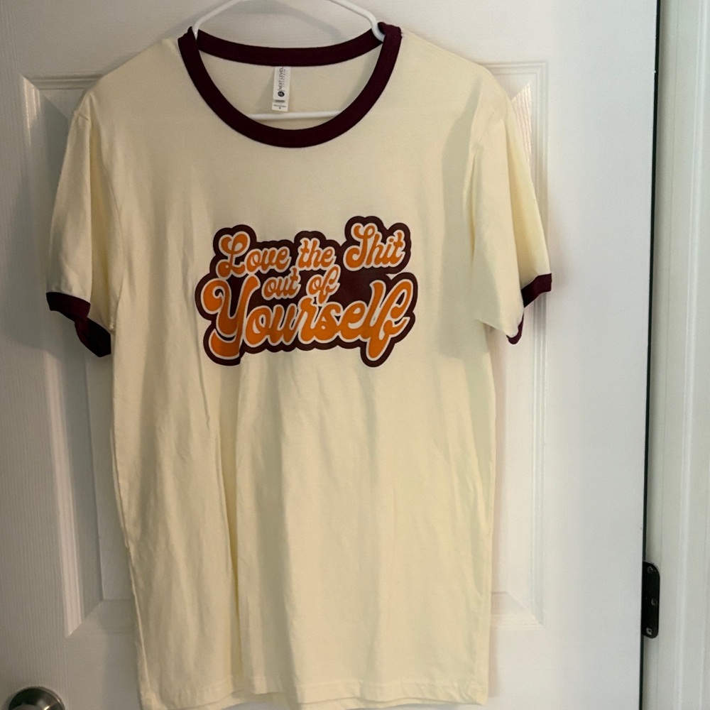 Cream 'Love Yourself' Graphic Ringer Tee
